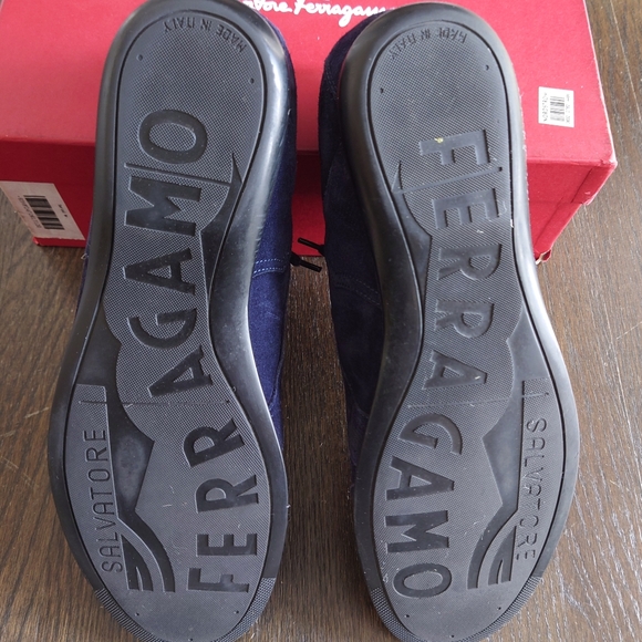 Preowned Salvatore Ferragamo blue suede sneakers US 12 - Excellent Condition - Picture 4 of 6